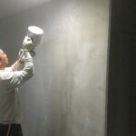 北見市新築マンションの吹付塗装