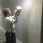 北見市新築マンションの吹付塗装