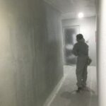 北見市新築マンションの吹付塗装